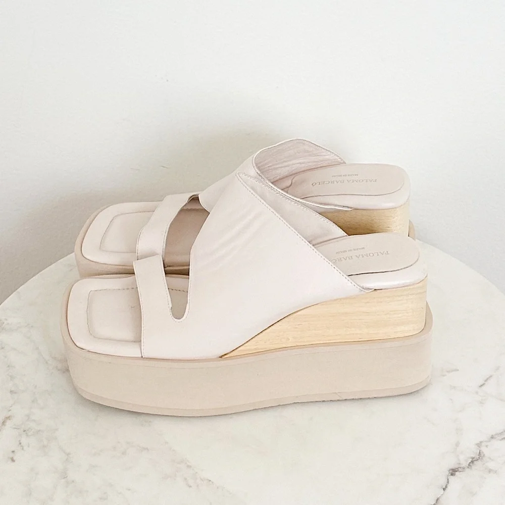 NEW PALOMA BARCELO Laxyla Platform Wedge Sandals Glacial Size 40 EU 10 US
